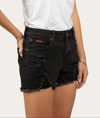 Ringers Western Jessie Womens Mid Rise Ripped Denim Short - 4