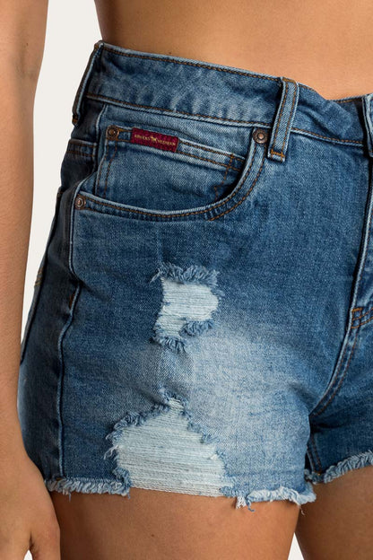 Ringers Western Jessie Womens Mid Rise Ripped Denim Short - 9