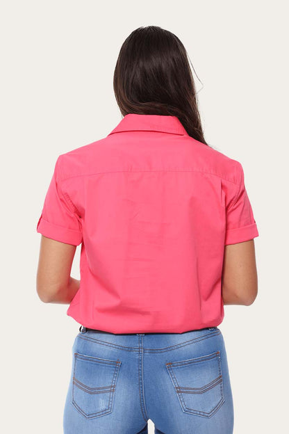 Ringers Western Jules Womens Half Button Short Sleeve Work Shirt - 10