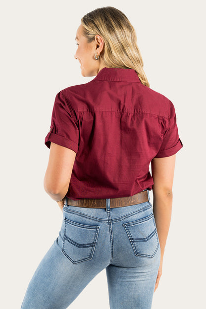 Ringers Western Jules Womens Half Button Short Sleeve Work Shirt - 6