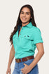 Ringers Western Jules Womens Half Button Short Sleeve Work Shirt - Mint