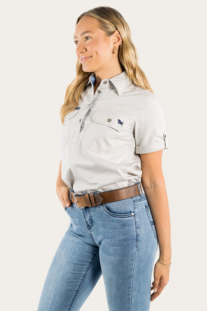 Ringers Western Jules Womens Half Button Short Sleeve Work Shirt
