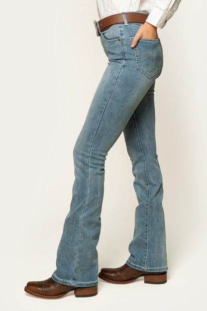 Ringers Western Katherine Cowgirl Womens Mid-Rise Bootleg Jeans - Light Blue - 3