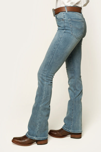 Ringers Western Katherine Cowgirl Womens Mid-Rise Bootleg Jeans - Light Blue - 4