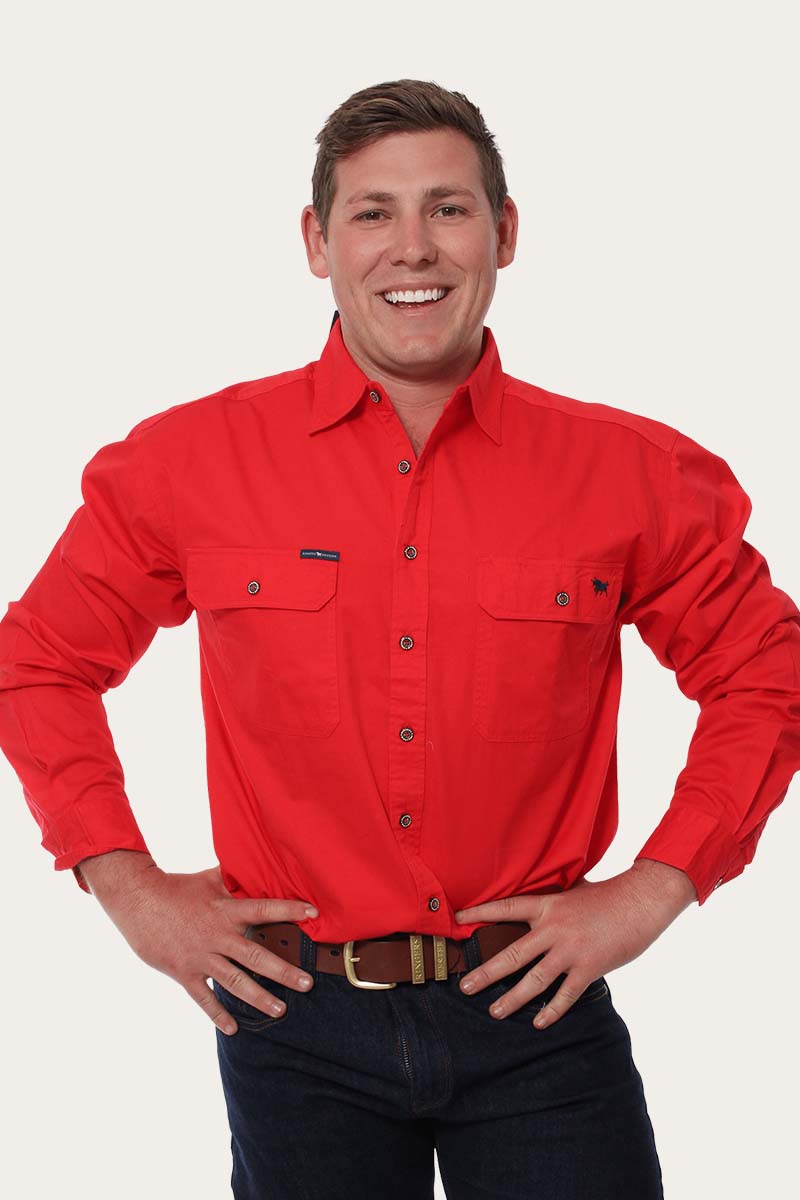 Ringers Western King River Mens Full Button Work Shirt - Red