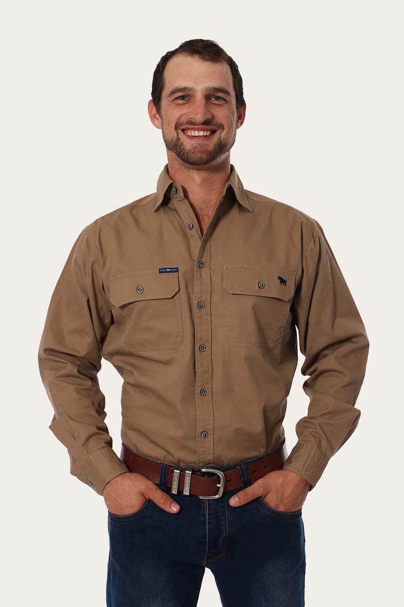 Ringers Western King River Mens Full Button Work Shirt - Clay