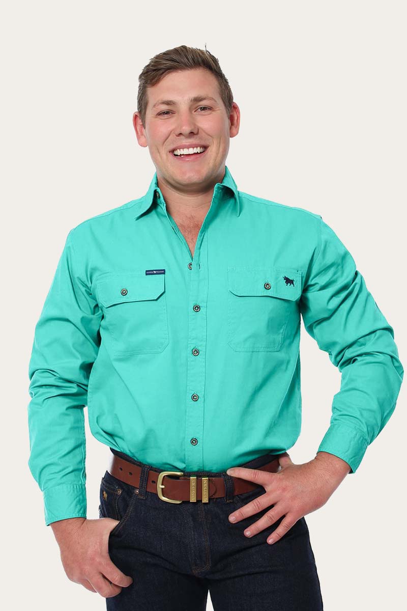 Ringers Western King River Mens Full Button Work Shirt - Mint