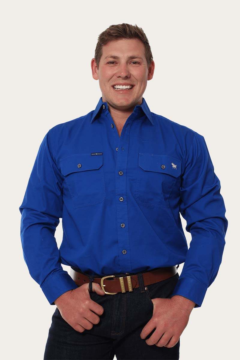 Ringers Western King River Mens Full Button Work Shirt - Royal Blue