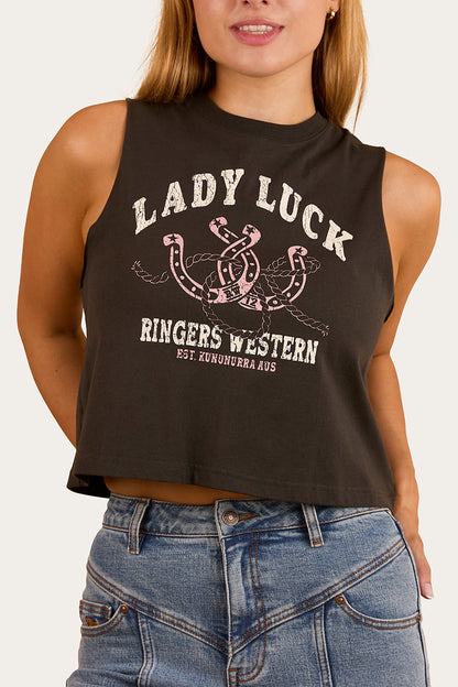 Ringers Western Lady Luck Womens Cropped Muscle Tank - 2