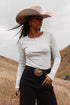 Ringers Western Laila Womens Long Sleeve Rib Top - White