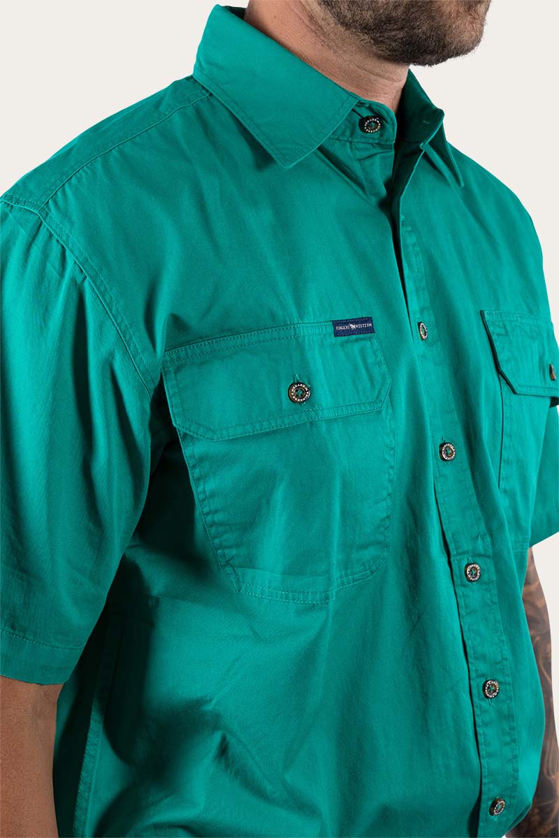 Ringers Western Lake Argyle Mens Short Sleeve Full Button Work Shirt - 10