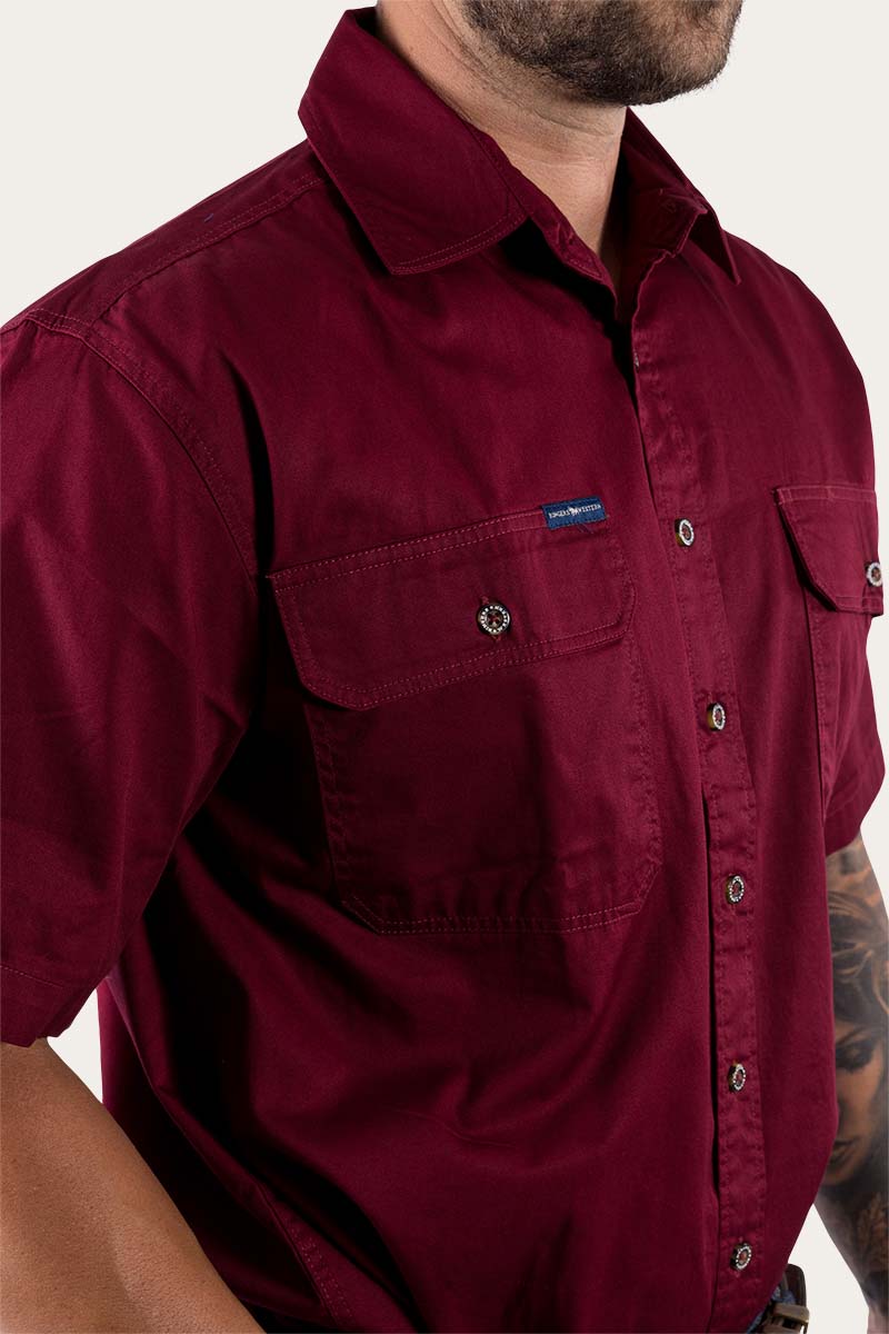 Ringers Western Lake Argyle Mens Short Sleeve Full Button Work Shirt - 17