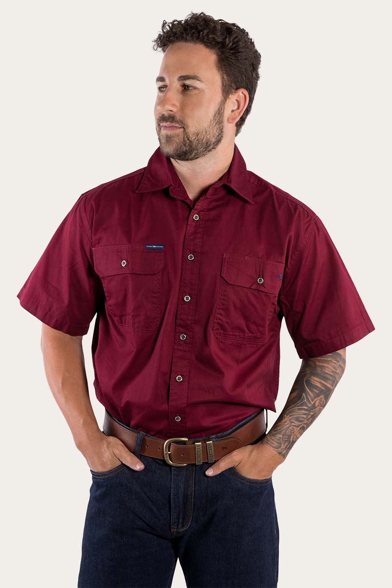 Ringers Western Lake Argyle Mens Short Sleeve Full Button Work Shirt - 18