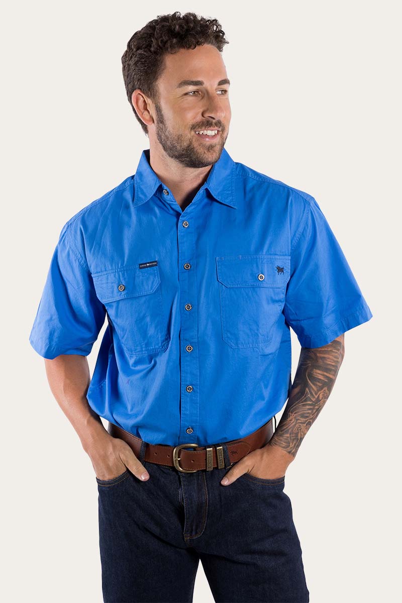 Ringers Western Lake Argyle Mens Short Sleeve Full Button Work Shirt - 19