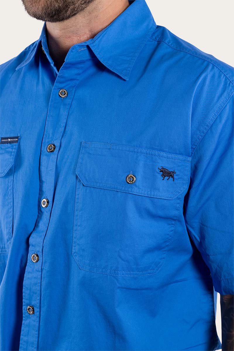 Ringers Western Lake Argyle Mens Short Sleeve Full Button Work Shirt - 22