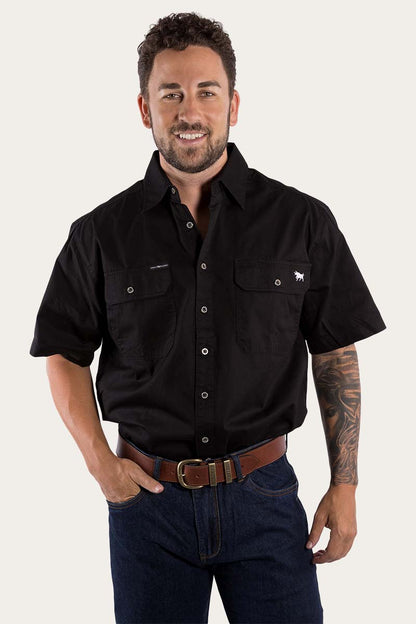 Ringers Western Lake Argyle Mens Short Sleeve Full Button Work Shirt - 24