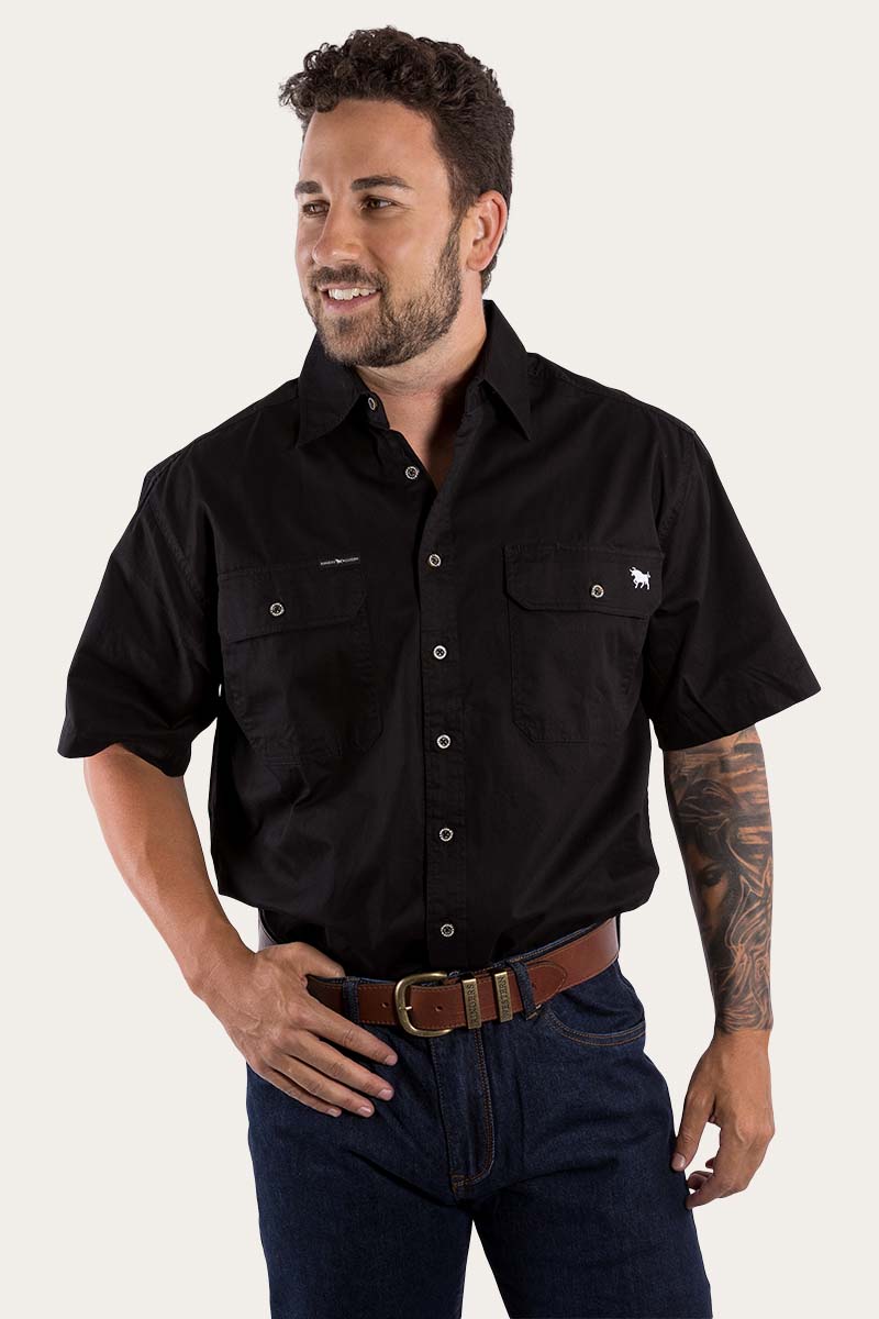 Ringers Western Lake Argyle Mens Short Sleeve Full Button Work Shirt - 28