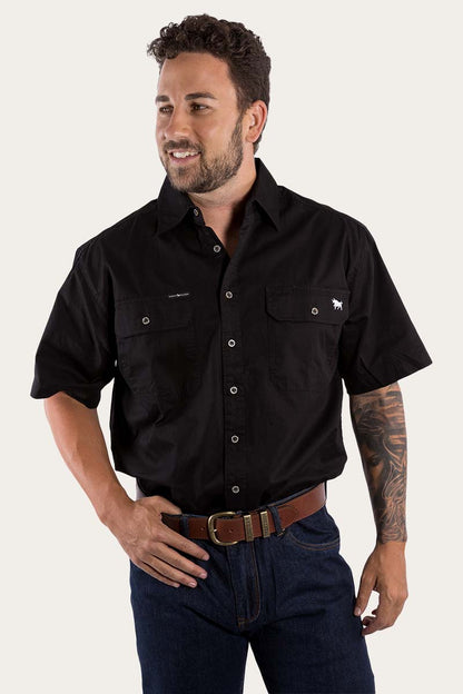 Ringers Western Lake Argyle Mens Short Sleeve Full Button Work Shirt - 28