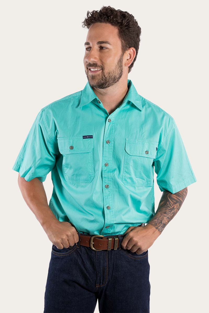Ringers Western Lake Argyle Mens Short Sleeve Full Button Work Shirt - 5
