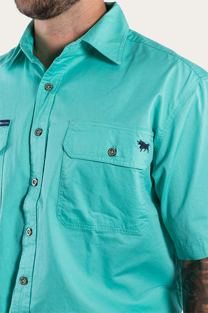Ringers Western Lake Argyle Mens Short Sleeve Full Button Work Shirt - 6