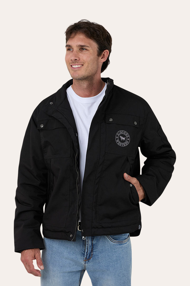 Ringers Western Long Yard Mens Jacket - Black Front