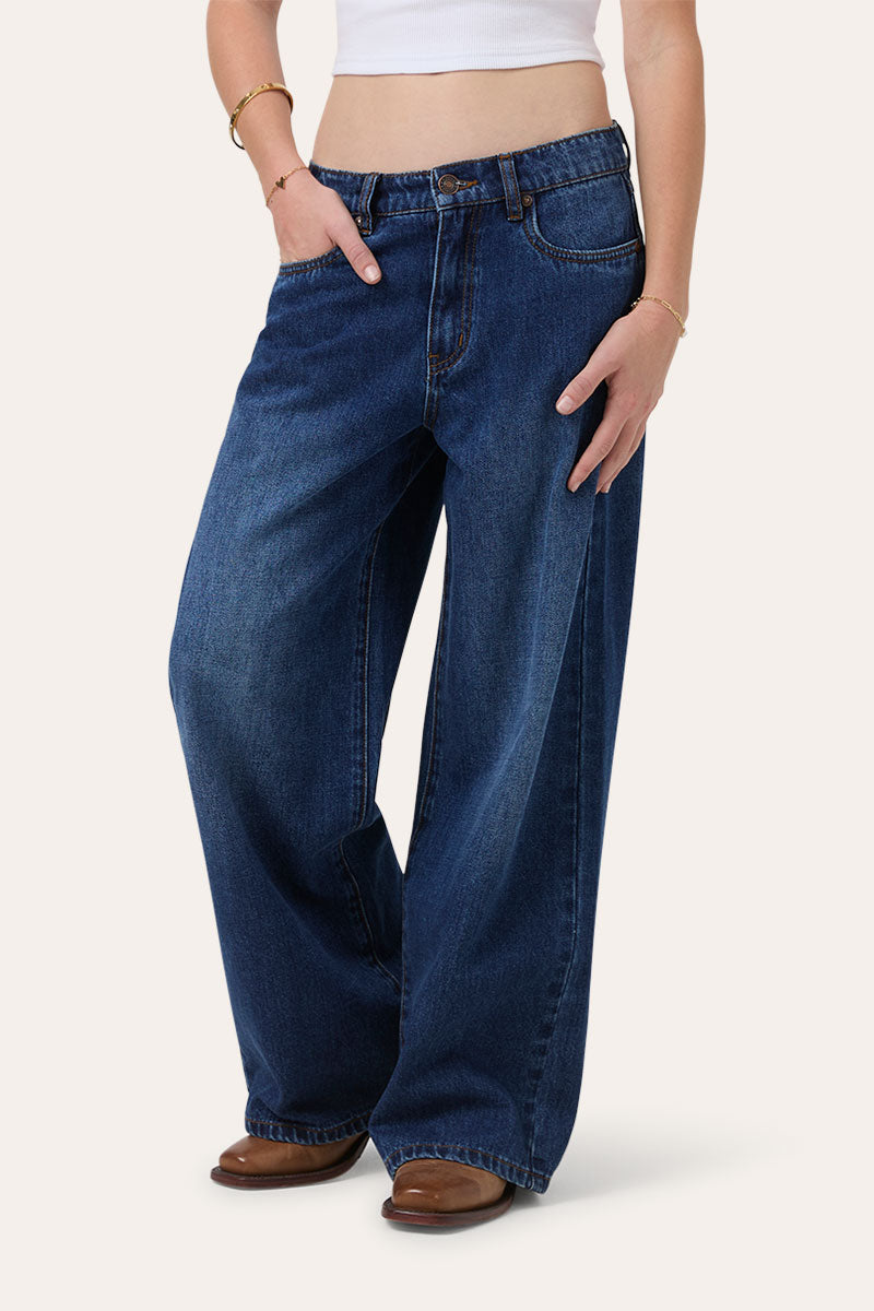 Ringers Western Macey Youth Girls Wide Leg Jean - Classic Blue