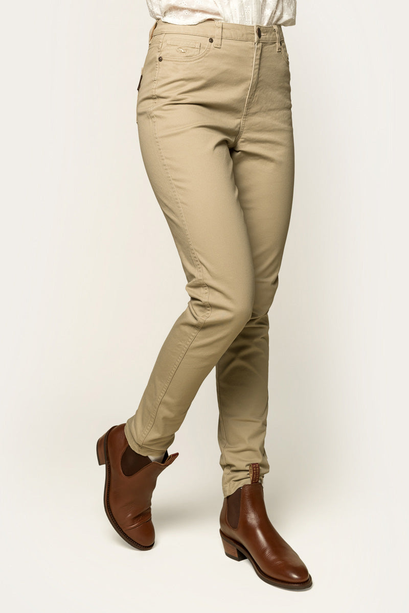 Ringers Western MacKenzie Womens 5 Pocket Stretch Drill Jeans - Khaki Set