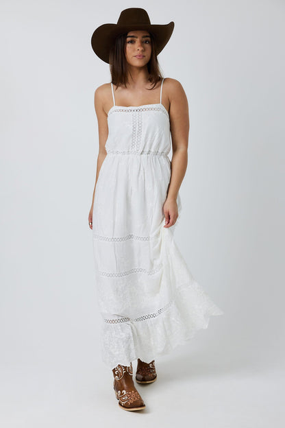 Ringers Western Marisol Womens Broderie Maxi Dress - White