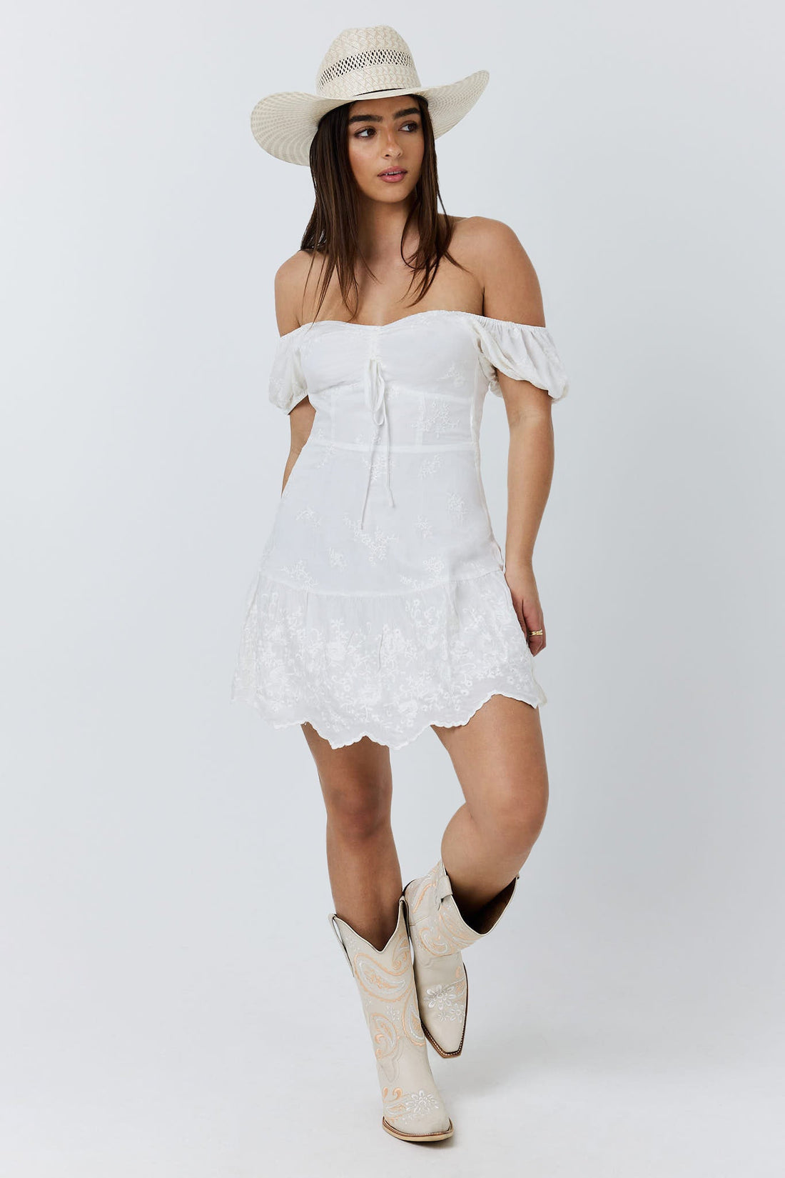 Ringers Western Marisol Womens Broderie Mini Dress - Front
