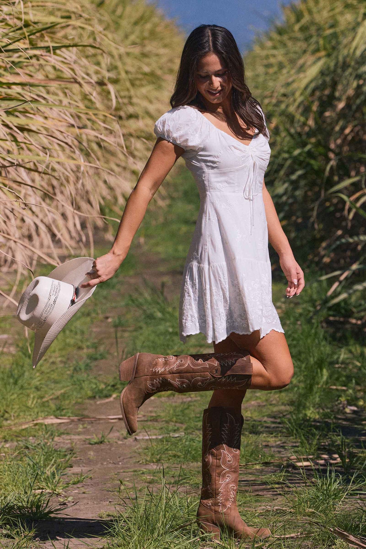 Ringers Western Marisol Womens Broderie Mini Dress - White