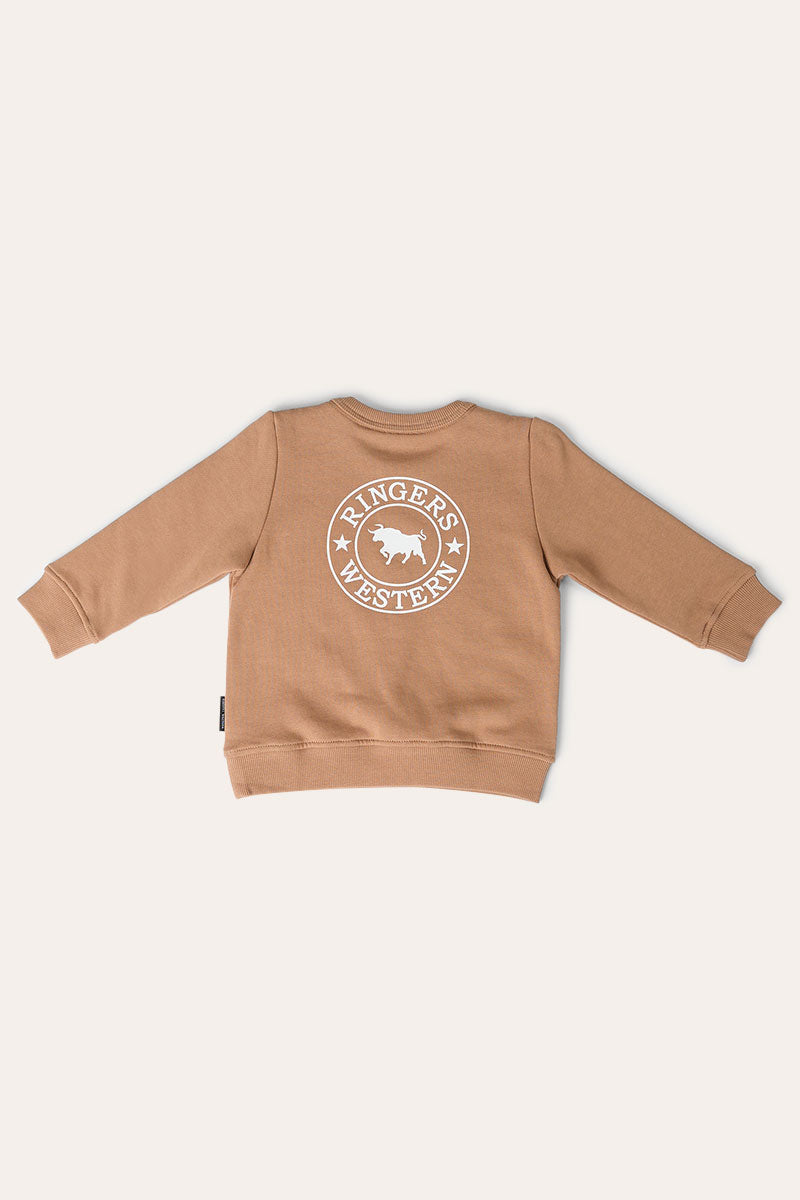Ringers Western Mini Ringer Babies Signature Bull Fleece Pullover - Clay White Back