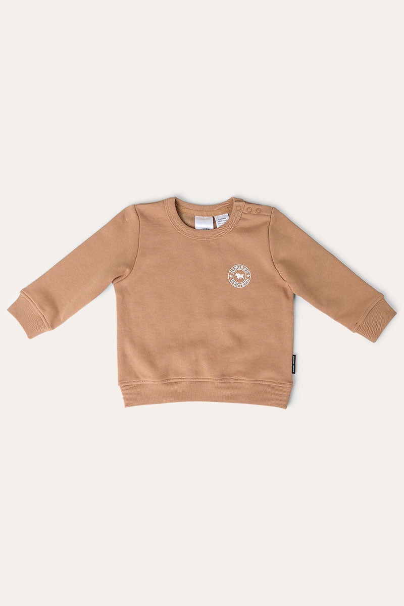 Ringers Western Mini Ringer Babies Signature Bull Fleece Pullover - Clay White Front