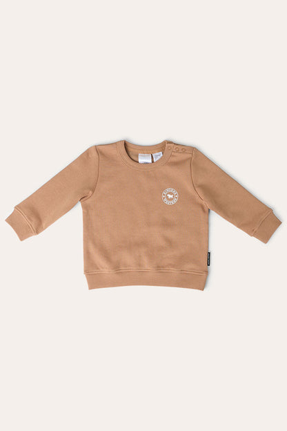 Ringers Western Mini Ringer Babies Signature Bull Fleece Pullover - Clay White Front