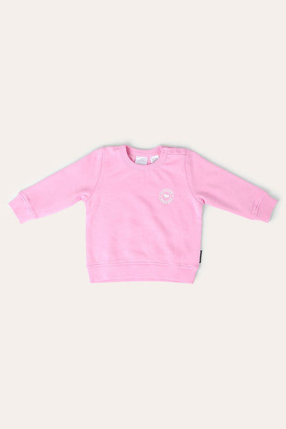 Ringers Western Mini Ringer Babies Signature Bull Fleece Pullover - Pink White Front