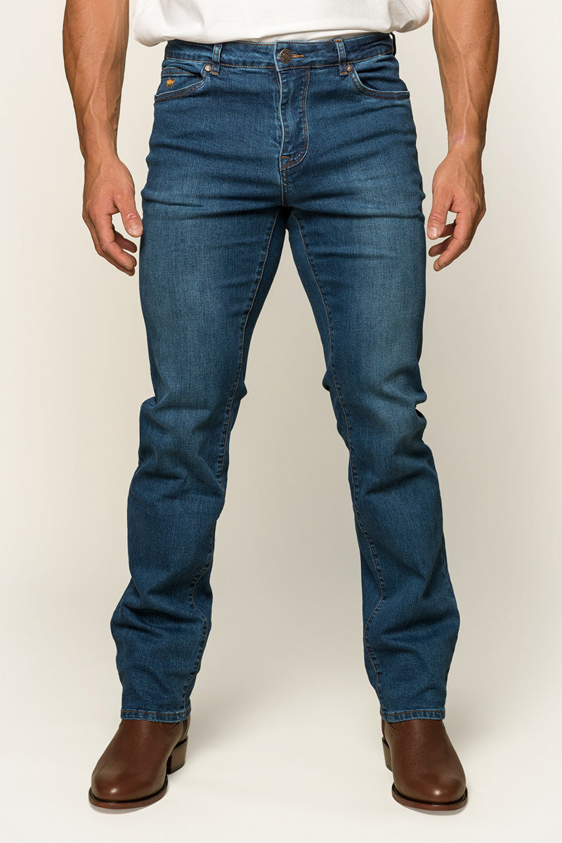 Ringers Western Mitchell Mens Mid Rise Straight Leg Jean - Mid Blue