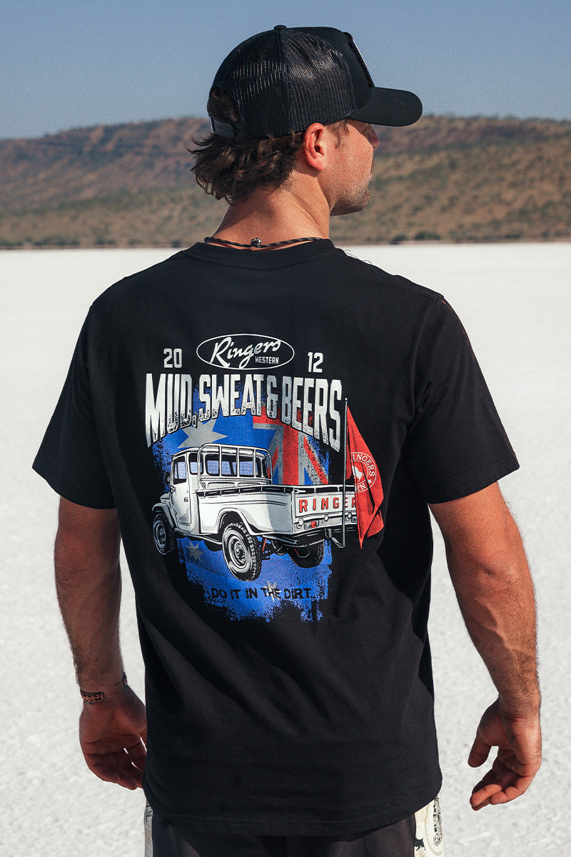 Ringers Western Mud Sweat Beers Mens Loose Fit T Shirt - Black