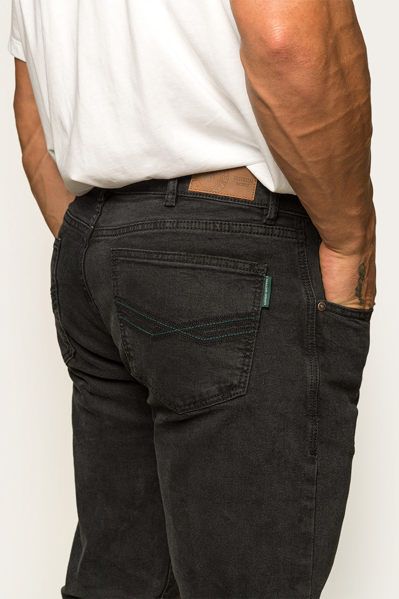 Ringers Western Muster Mens Mid Rise Slim Straight Fit Jeans - Black - 2