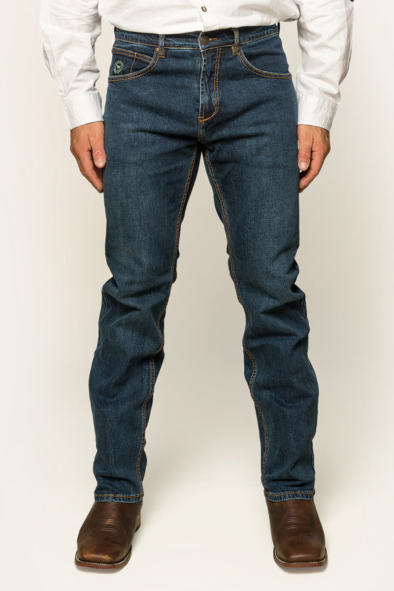 Ringers Western Muster Mens Mid Rise Slim Straight Fit Jeans - Dark Wash Blue