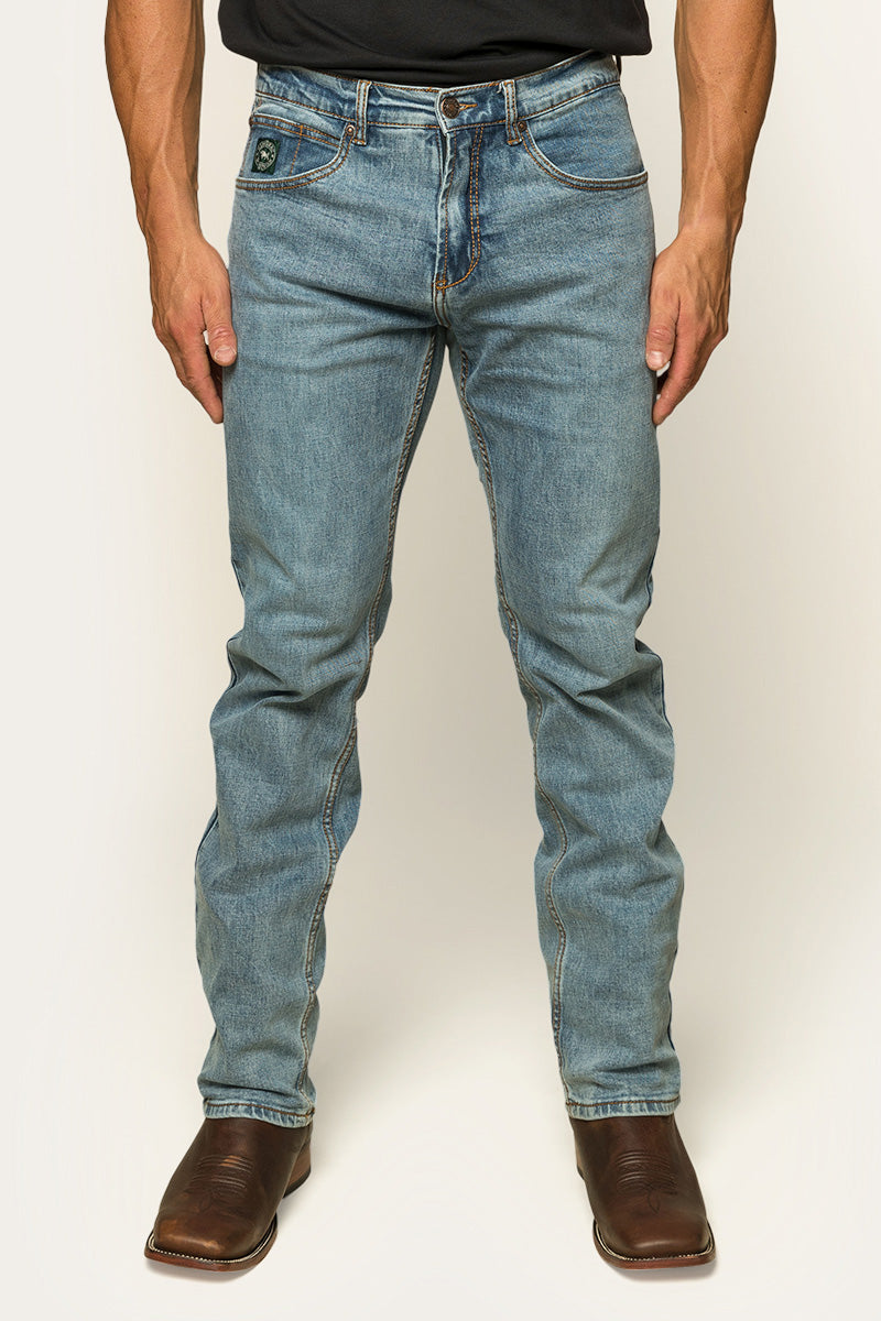 Ringers Western Muster Mens Mid Rise Slim Straight Fit Jeans - Light Wash Blue