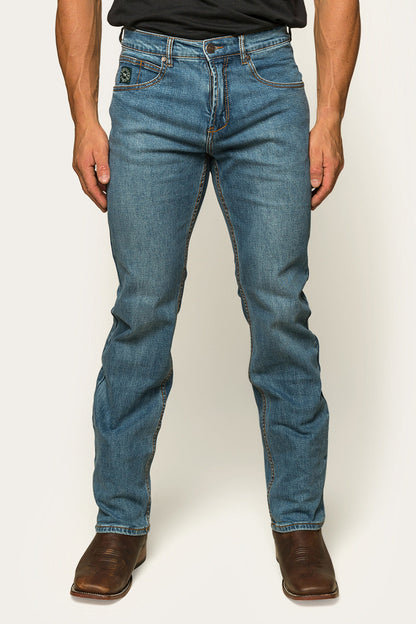 Ringers Western Muster Mens Mid Rise Slim Straight Fit Jeans - Mid Wash Blue