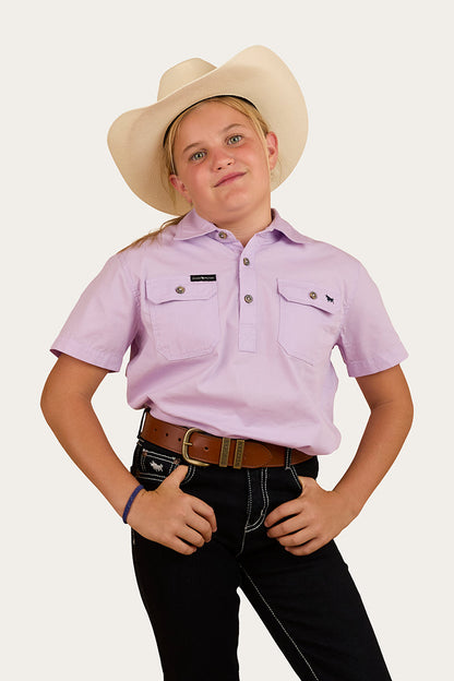 Ringers Western Ord River Kids Half Button Short Sleeve Work Shirt - 15