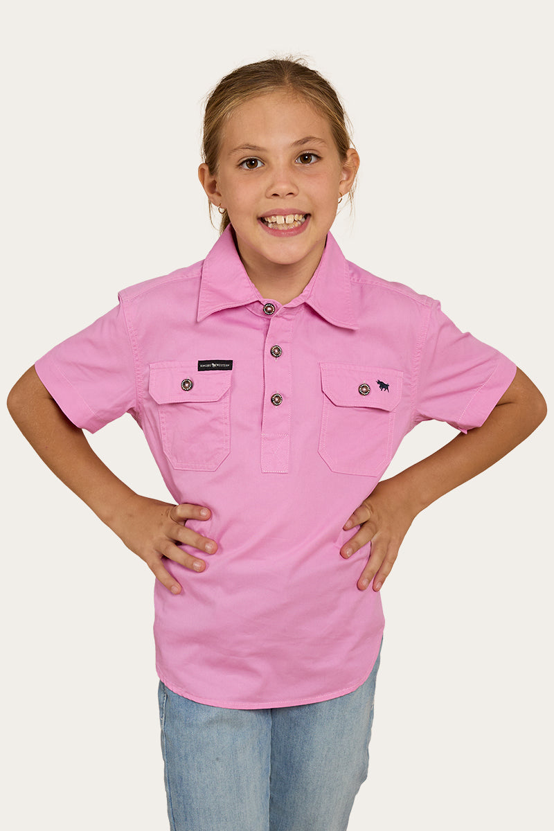 Ringers Western Ord River Kids Half Button Short Sleeve Work Shirt - 22