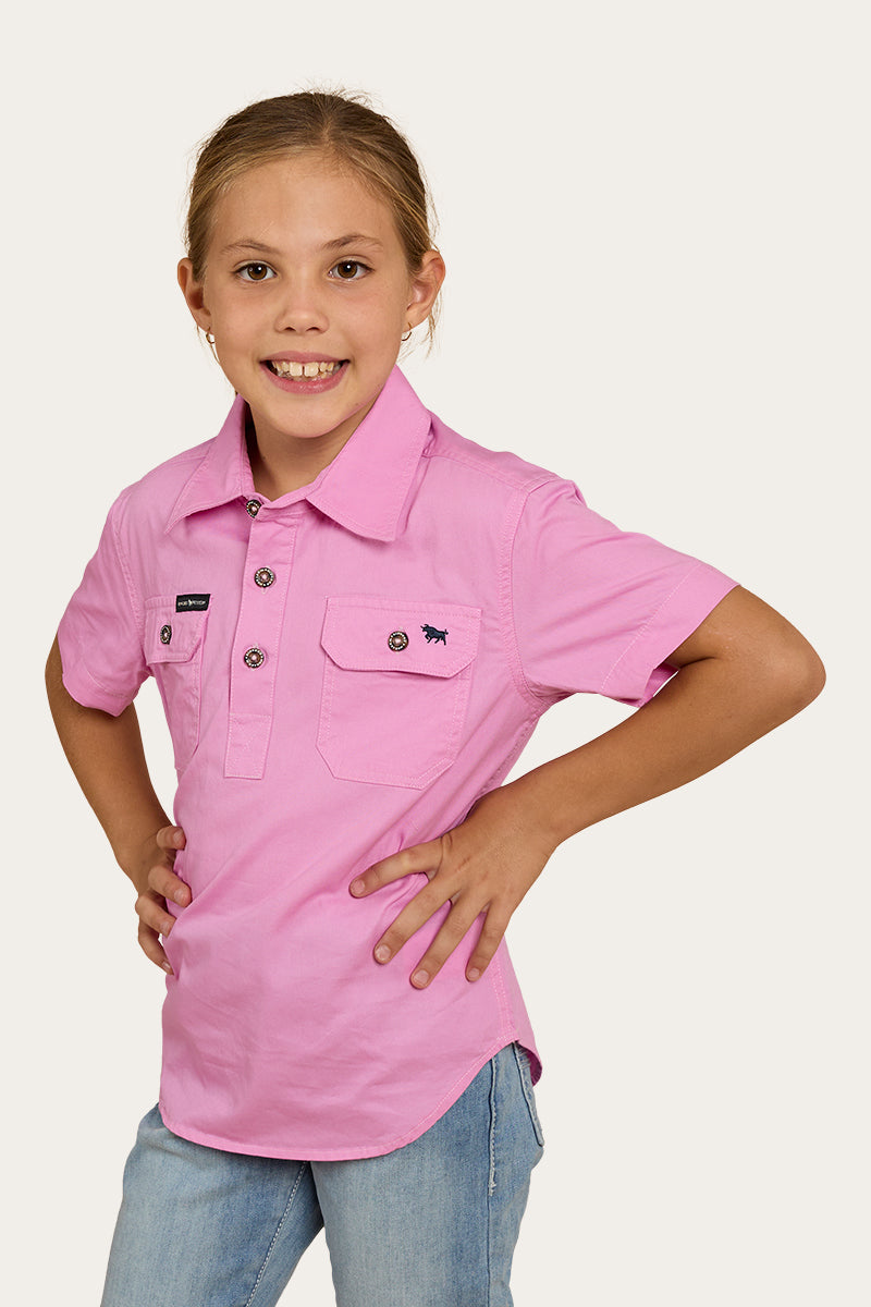 Ringers Western Ord River Kids Half Button Short Sleeve Work Shirt - 23