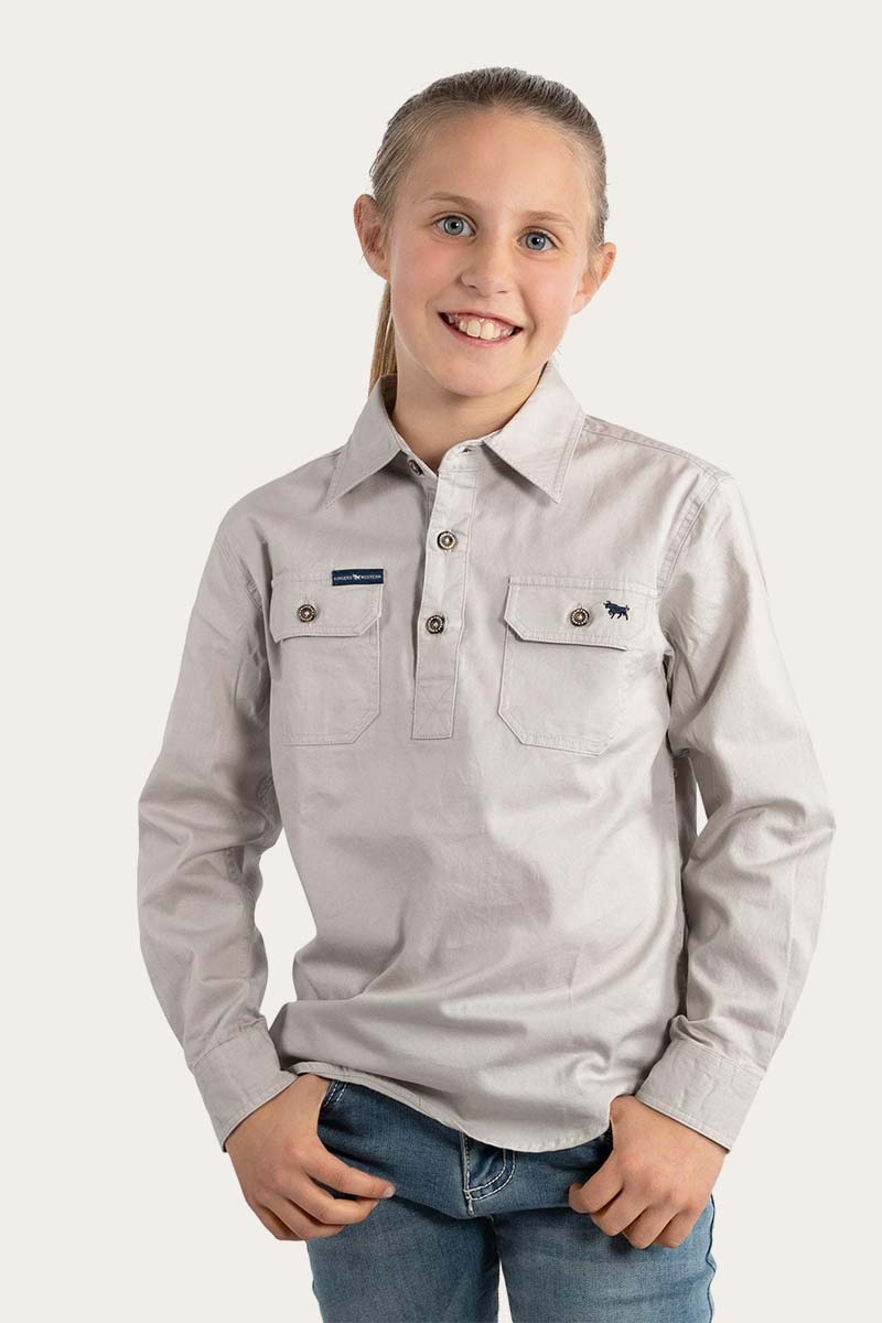 Ringers Western Ord River Kids Half Button Work Shirt - Beige