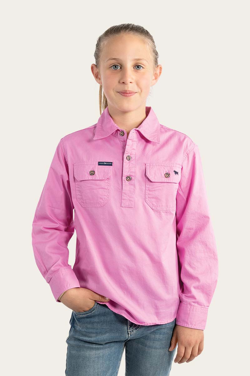 Ringers Western Ord River Kids Half Button Work Shirt - Pastel Pink
