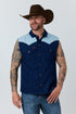 Ringers Western Out of Range Mens Sleeveless Denim Western Shirt - Mid Blue
