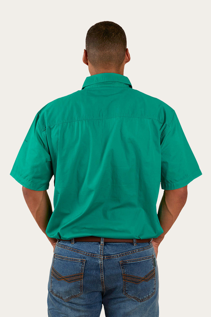 Ringers Western Pack Saddle Mens Short Sleeve Half Button Work Shirt - 15