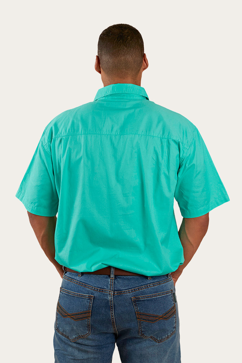Ringers Western Pack Saddle Mens Short Sleeve Half Button Work Shirt - 19