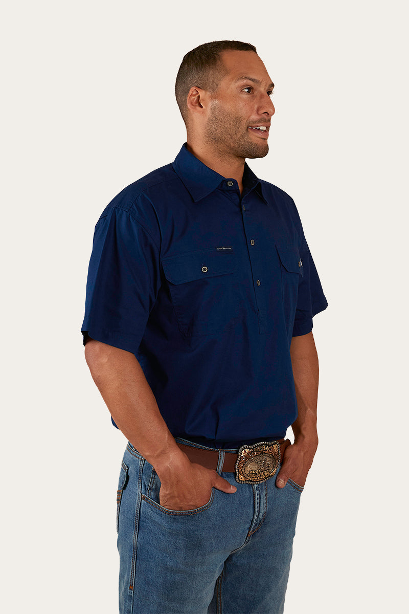 Ringers Western Pack Saddle Mens Short Sleeve Half Button Work Shirt - 24