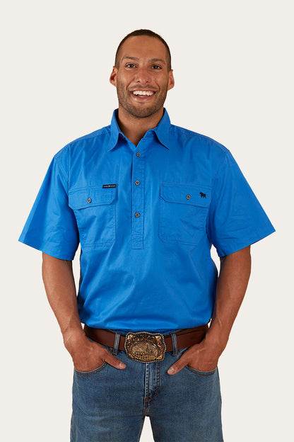 Ringers Western Pack Saddle Mens Short Sleeve Half Button Work Shirt - 5